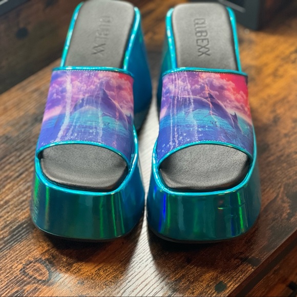 Dolls Kill Club Exx Luv Ur Energy Platform Slides - Picture 6 of 8